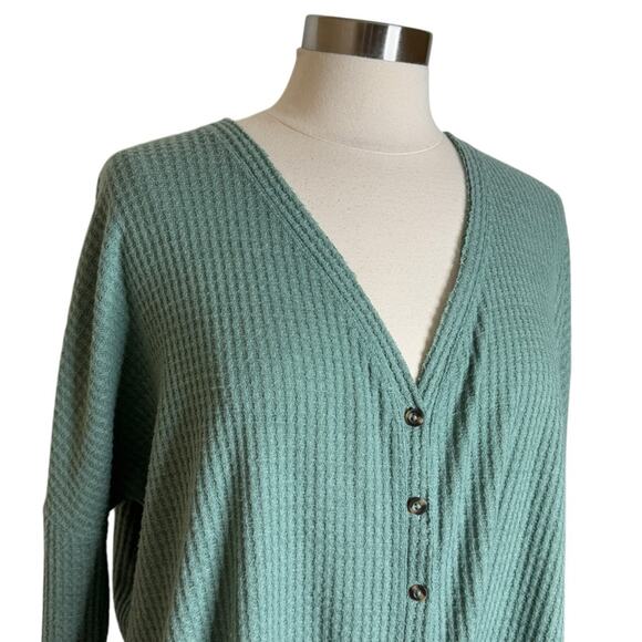 Urban Outfitters Out From Under Jojo Button Front‎ Waffle Knit Top Women’s Small - Picture 4 of 9